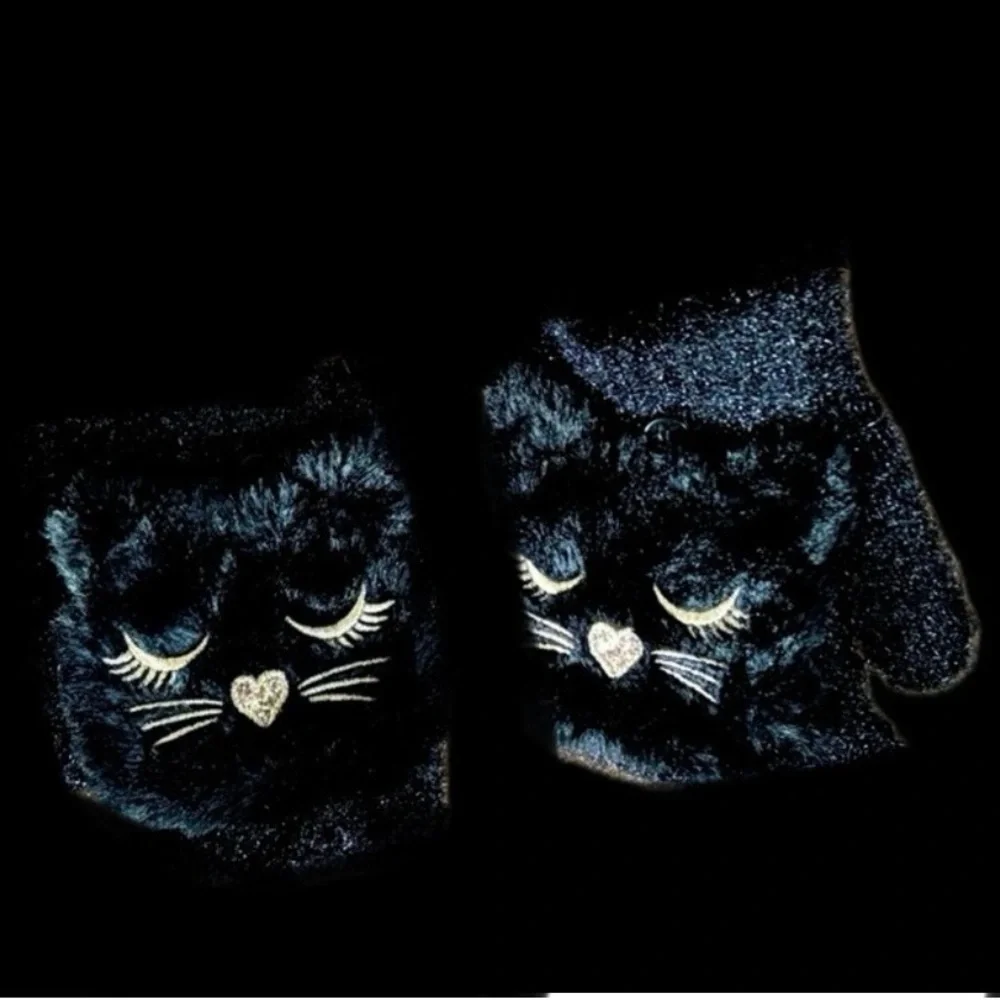The Children’s Place Black Cat 🐈‍⬛ FINGERLESS GLOVES. Size: L/XL (8 + YEARS)